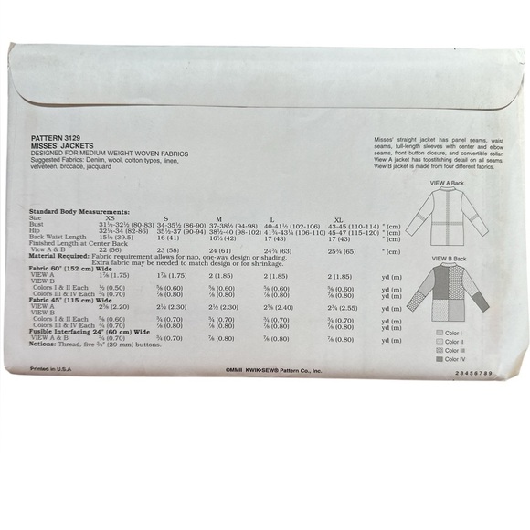 Vintage Y2K, uncut, factory folded Kwik Sew Pattern 3129 XS - Xl - Picture 2 of 3